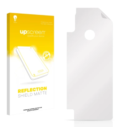 Face avant d’un emballage produit avec le logo de la marque upscreen. À côté se trouve la protection d’écran correspondante.