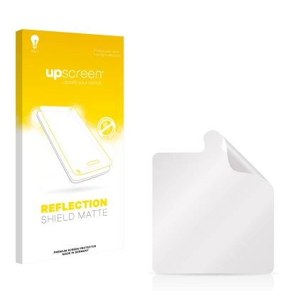 Face avant d’un emballage produit avec le logo de la marque upscreen. À côté se trouve la protection d’écran correspondante.