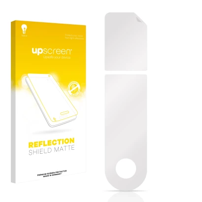 Face avant d’un emballage produit avec le logo de la marque upscreen. À côté se trouve la protection d’écran correspondante.