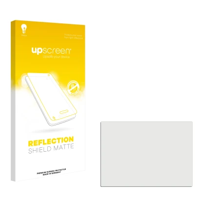 Face avant d’un emballage produit avec le logo de la marque upscreen. À côté se trouve la protection d’écran correspondante.