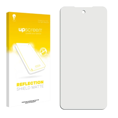 Face avant d’un emballage produit avec le logo de la marque upscreen. À côté se trouve la protection d’écran correspondante.