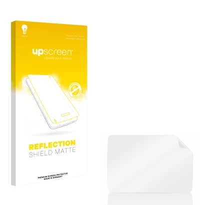 Face avant d’un emballage produit avec le logo de la marque upscreen. À côté se trouve la protection d’écran correspondante.