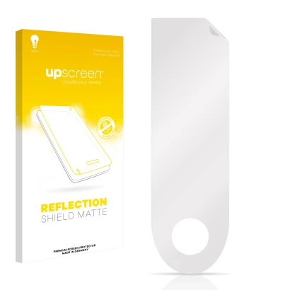 Face avant d’un emballage produit avec le logo de la marque upscreen. À côté se trouve la protection d’écran correspondante.