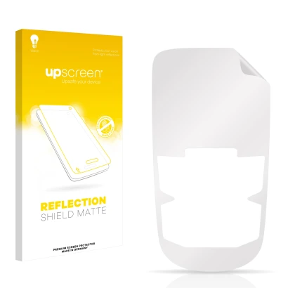Face avant d’un emballage produit avec le logo de la marque upscreen. À côté se trouve la protection d’écran correspondante.