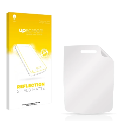Face avant d’un emballage produit avec le logo de la marque upscreen. À côté se trouve la protection d’écran correspondante.
