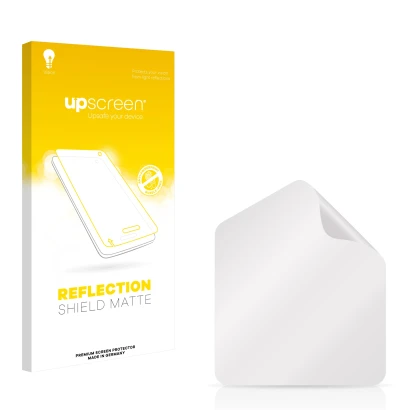 Face avant d’un emballage produit avec le logo de la marque upscreen. À côté se trouve la protection d’écran correspondante.