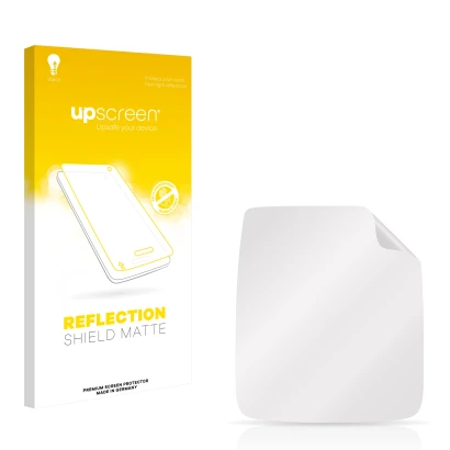 Face avant d’un emballage produit avec le logo de la marque upscreen. À côté se trouve la protection d’écran correspondante.