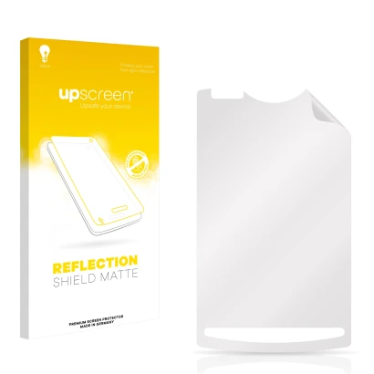 Face avant d’un emballage produit avec le logo de la marque upscreen. À côté se trouve la protection d’écran correspondante.