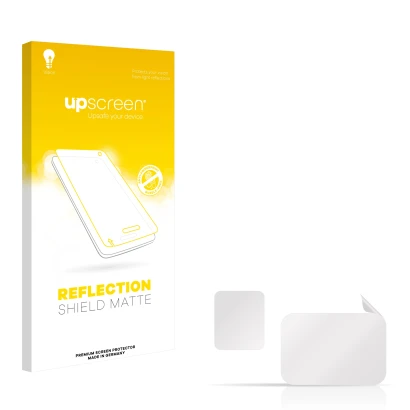 Face avant d’un emballage produit avec le logo de la marque upscreen. À côté se trouve la protection d’écran correspondante.