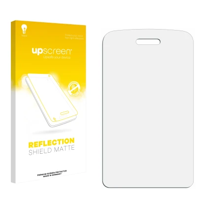 Face avant d’un emballage produit avec le logo de la marque upscreen. À côté se trouve la protection d’écran correspondante.