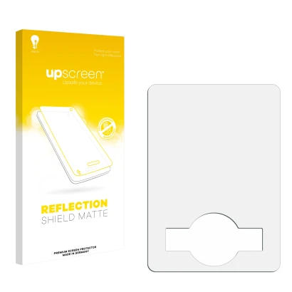 Face avant d’un emballage produit avec le logo de la marque upscreen. À côté se trouve la protection d’écran correspondante.