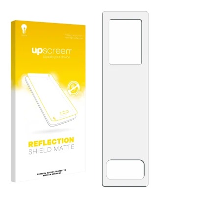 Face avant d’un emballage produit avec le logo de la marque upscreen. À côté se trouve la protection d’écran correspondante.