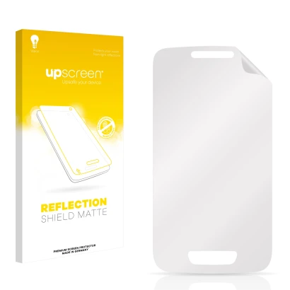 Face avant d’un emballage produit avec le logo de la marque upscreen. À côté se trouve la protection d’écran correspondante.