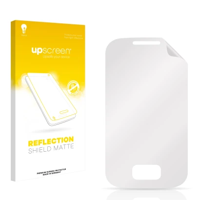 Face avant d’un emballage produit avec le logo de la marque upscreen. À côté se trouve la protection d’écran correspondante.