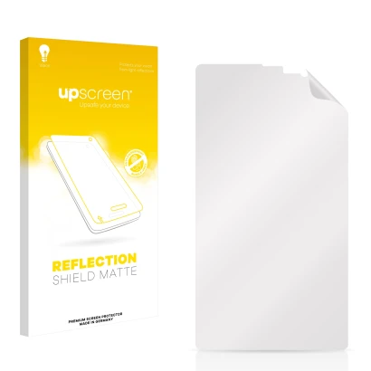 Face avant d’un emballage produit avec le logo de la marque upscreen. À côté se trouve la protection d’écran correspondante.