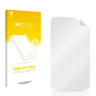 Face avant d’un emballage produit avec le logo de la marque upscreen. À côté se trouve la protection d’écran correspondante.