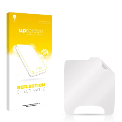 Face avant d’un emballage produit avec le logo de la marque upscreen. À côté se trouve la protection d’écran correspondante.