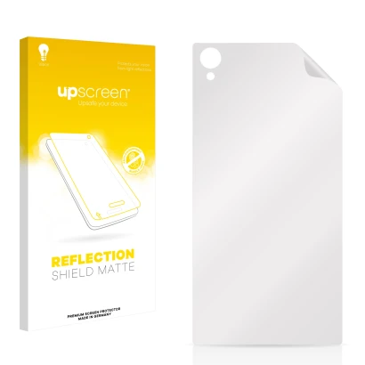 Face avant d’un emballage produit avec le logo de la marque upscreen. À côté se trouve la protection d’écran correspondante.