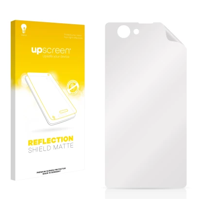 Face avant d’un emballage produit avec le logo de la marque upscreen. À côté se trouve la protection d’écran correspondante.