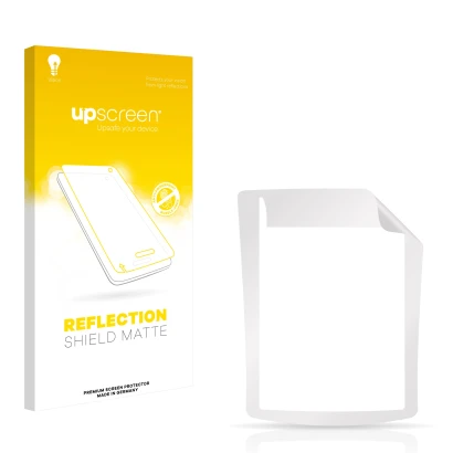 Face avant d’un emballage produit avec le logo de la marque upscreen. À côté se trouve la protection d’écran correspondante.