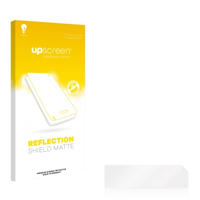 Face avant d’un emballage produit avec le logo de la marque upscreen. À côté se trouve la protection d’écran correspondante.