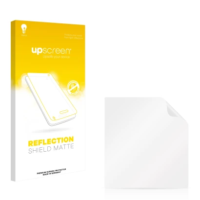 Face avant d’un emballage produit avec le logo de la marque upscreen. À côté se trouve la protection d’écran correspondante.