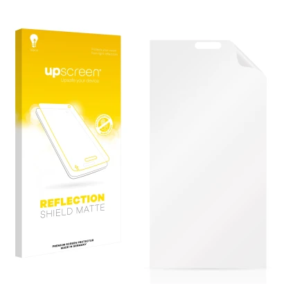 Face avant d’un emballage produit avec le logo de la marque upscreen. À côté se trouve la protection d’écran correspondante.