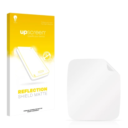 Face avant d’un emballage produit avec le logo de la marque upscreen. À côté se trouve la protection d’écran correspondante.