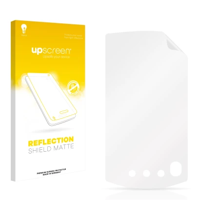 Face avant d’un emballage produit avec le logo de la marque upscreen. À côté se trouve la protection d’écran correspondante.
