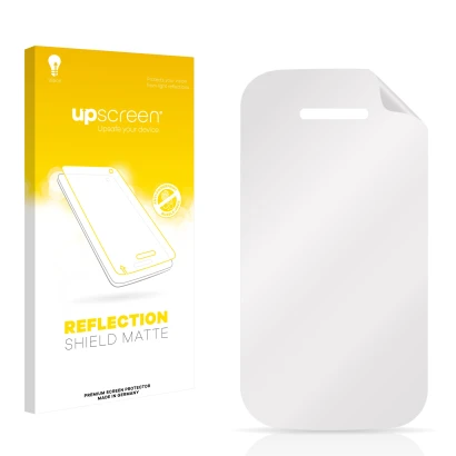 Face avant d’un emballage produit avec le logo de la marque upscreen. À côté se trouve la protection d’écran correspondante.