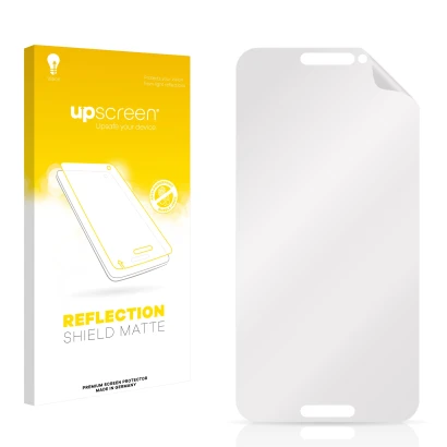 Face avant d’un emballage produit avec le logo de la marque upscreen. À côté se trouve la protection d’écran correspondante.