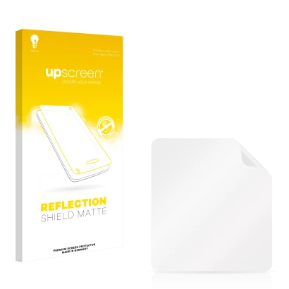 Face avant d’un emballage produit avec le logo de la marque upscreen. À côté se trouve la protection d’écran correspondante.