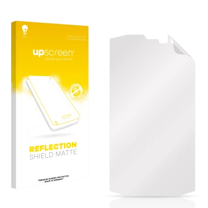 Face avant d’un emballage produit avec le logo de la marque upscreen. À côté se trouve la protection d’écran correspondante.