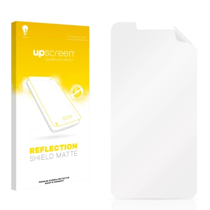 Face avant d’un emballage produit avec le logo de la marque upscreen. À côté se trouve la protection d’écran correspondante.