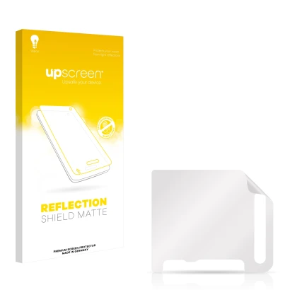 Face avant d’un emballage produit avec le logo de la marque upscreen. À côté se trouve la protection d’écran correspondante.