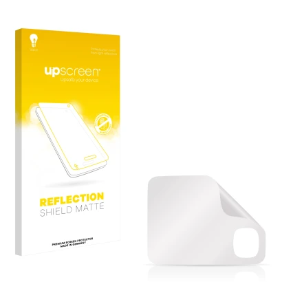 Face avant d’un emballage produit avec le logo de la marque upscreen. À côté se trouve la protection d’écran correspondante.