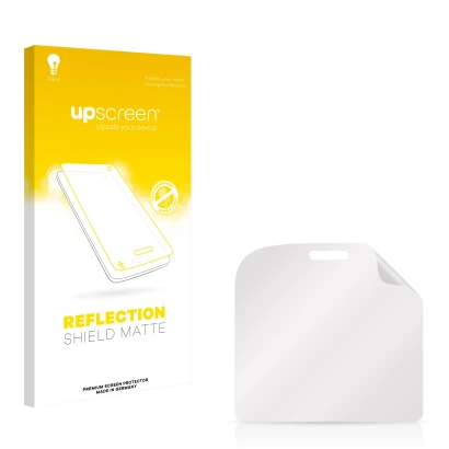 Face avant d’un emballage produit avec le logo de la marque upscreen. À côté se trouve la protection d’écran correspondante.