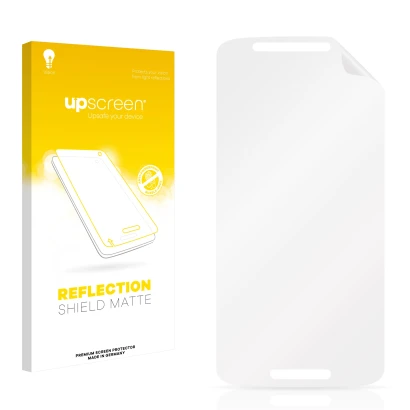 Face avant d’un emballage produit avec le logo de la marque upscreen. À côté se trouve la protection d’écran correspondante.
