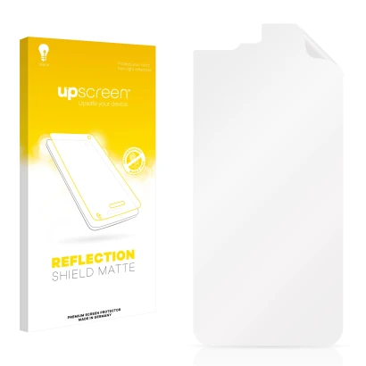 Face avant d’un emballage produit avec le logo de la marque upscreen. À côté se trouve la protection d’écran correspondante.
