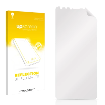 Face avant d’un emballage produit avec le logo de la marque upscreen. À côté se trouve la protection d’écran correspondante.