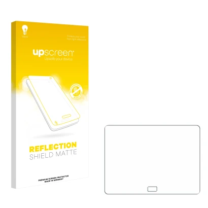 Face avant d’un emballage produit avec le logo de la marque upscreen. À côté se trouve la protection d’écran correspondante.