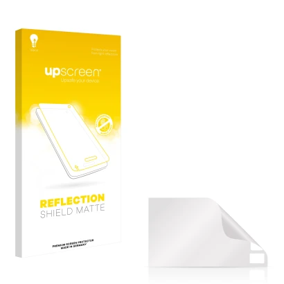 Face avant d’un emballage produit avec le logo de la marque upscreen. À côté se trouve la protection d’écran correspondante.