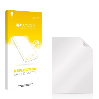 Face avant d’un emballage produit avec le logo de la marque upscreen. À côté se trouve la protection d’écran correspondante.