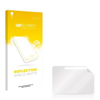 Face avant d’un emballage produit avec le logo de la marque upscreen. À côté se trouve la protection d’écran correspondante.