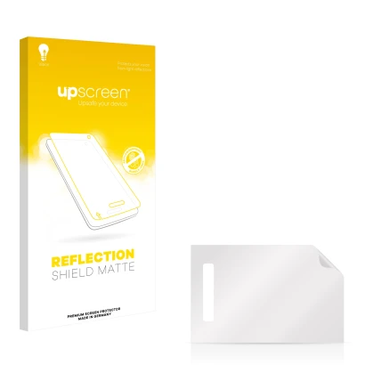 Face avant d’un emballage produit avec le logo de la marque upscreen. À côté se trouve la protection d’écran correspondante.