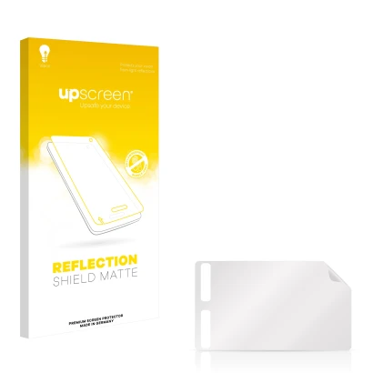 Face avant d’un emballage produit avec le logo de la marque upscreen. À côté se trouve la protection d’écran correspondante.