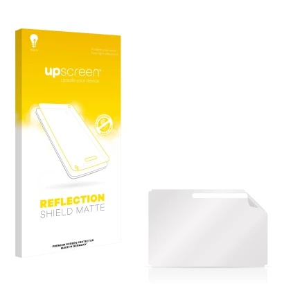 Face avant d’un emballage produit avec le logo de la marque upscreen. À côté se trouve la protection d’écran correspondante.