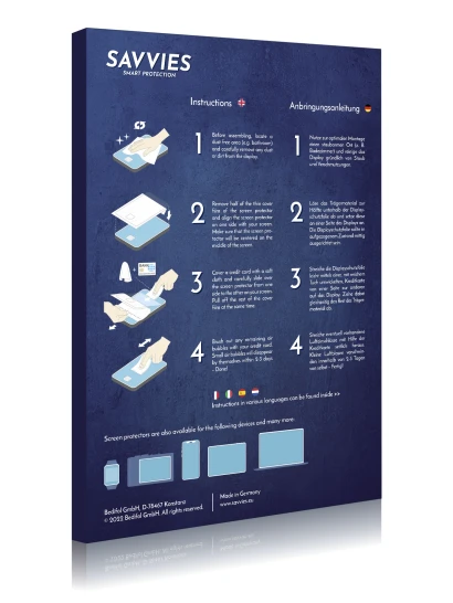 Face arrière d’un emballage produit avec le logo de la marque Savvies