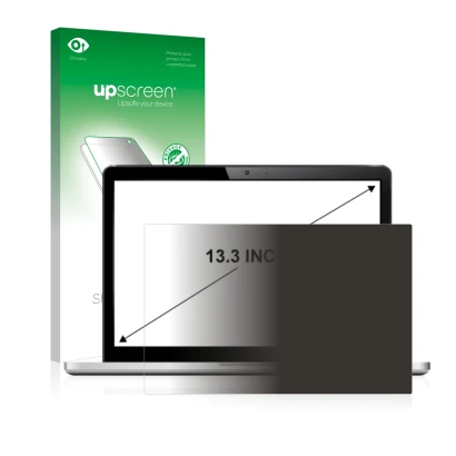 Face avant d’un emballage produit avec le logo de la marque upscreen. À côté, l’appareil est représenté avec la protection d’é