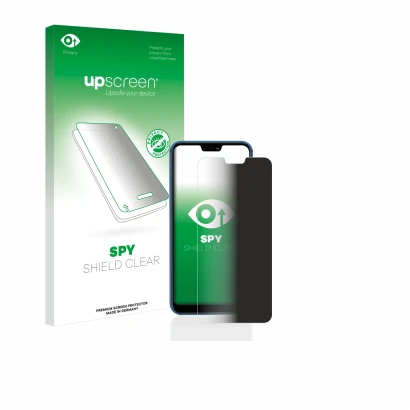 Face avant d’un emballage produit avec le logo de la marque upscreen. À côté, l’appareil Huawei P20 lite 2018 est représenté a